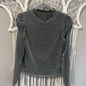 Sheer, puff-sleeve crop top (sci-fi)